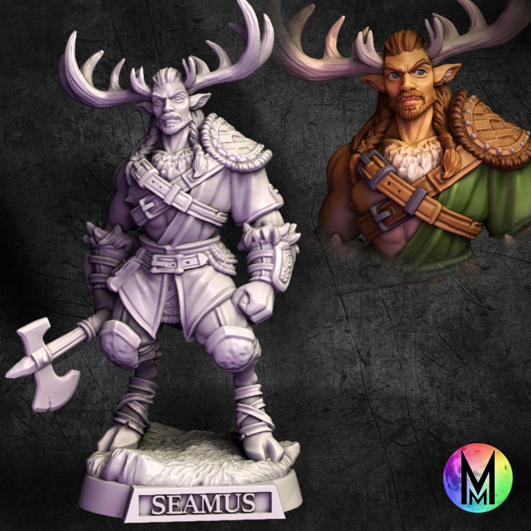 Deerfolk - Seamus the Deer Folk Fighter - Deer / cervan fighter with axe